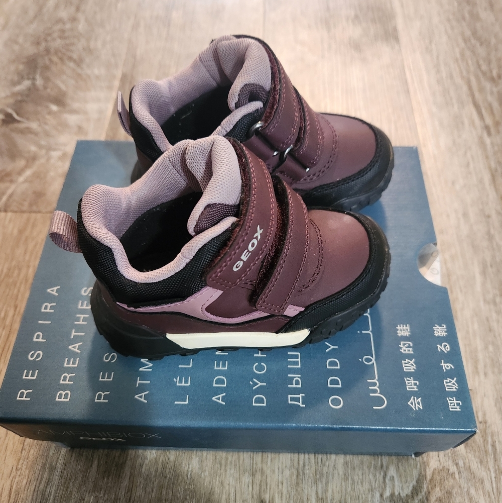 Geox Kids Plum and Light Pink Velcro Ankle Boots